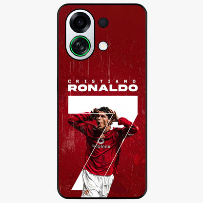 Goal Celebration Legacy Glass Case showing flat back view with football celebration inspired artwork and glossy glass finish.
