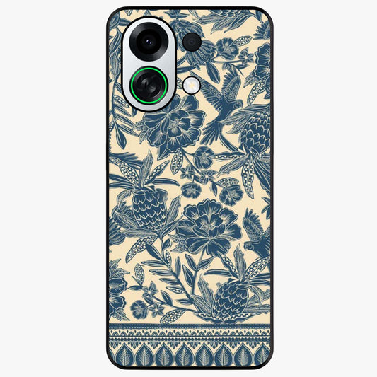 Heirloom Wild Bloom Glass Case showing flat back view with vintage inspired wild flower artwork and glossy glass finish.