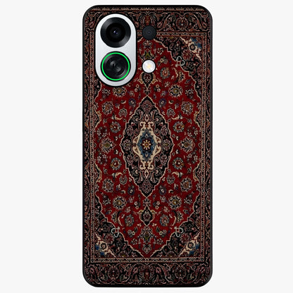 Heritage Carpet Royale Glass Case showing flat back view with ornate Persian carpet inspired pattern and glossy glass finish.