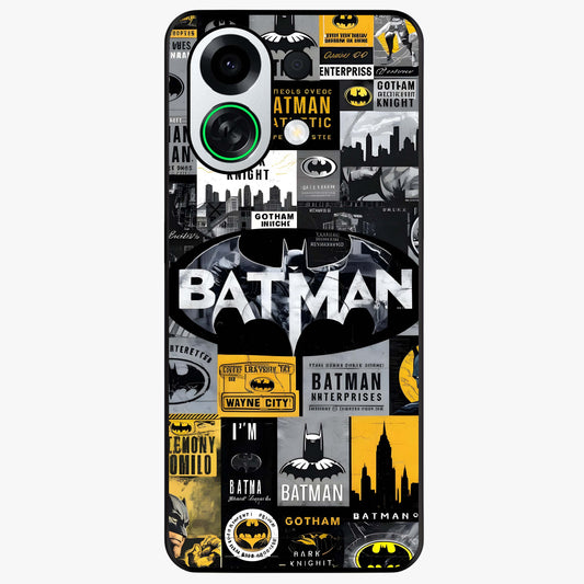 Knight Gotham Rise Glass Case showing flat back view with dark hero inspired artwork and glossy glass finish.