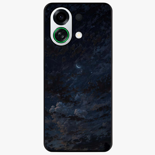 Lunar Veil Silence Glass Case showing flat back view with mystical moon veil artwork and glossy glass finish.