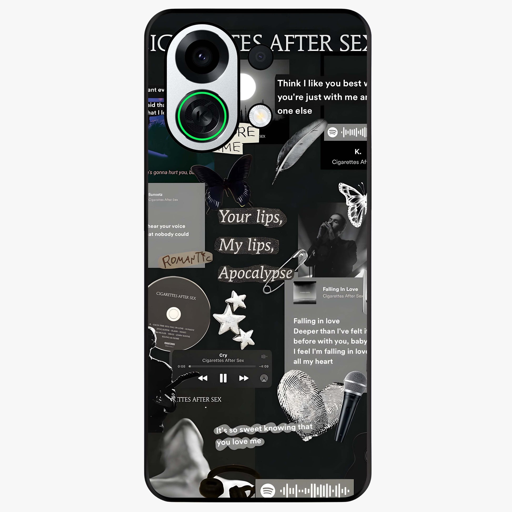 Midnight Love Echo Glass Case showing flat back view with romantic midnight themed artwork and glossy glass finish.