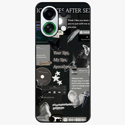 Midnight Love Echo Glass Case showing flat back view with romantic midnight themed artwork and glossy glass finish.