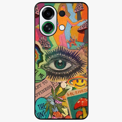 Mystic Eye Wonderland Glass Case showing flat back view with mystical eye themed artwork and glossy glass finish.