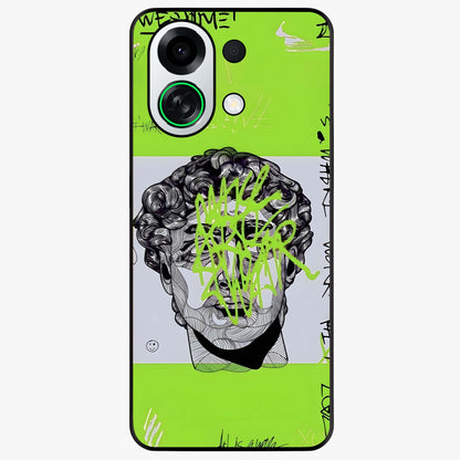 Neo Graffiti Rebellion Glass Case showing flat back view with vibrant graffiti artwork and glossy glass finish.