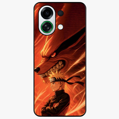 Nine Tails Legacy Glass Case showing flat back view with powerful nine-tailed fox inspired artwork and glossy glass finish.