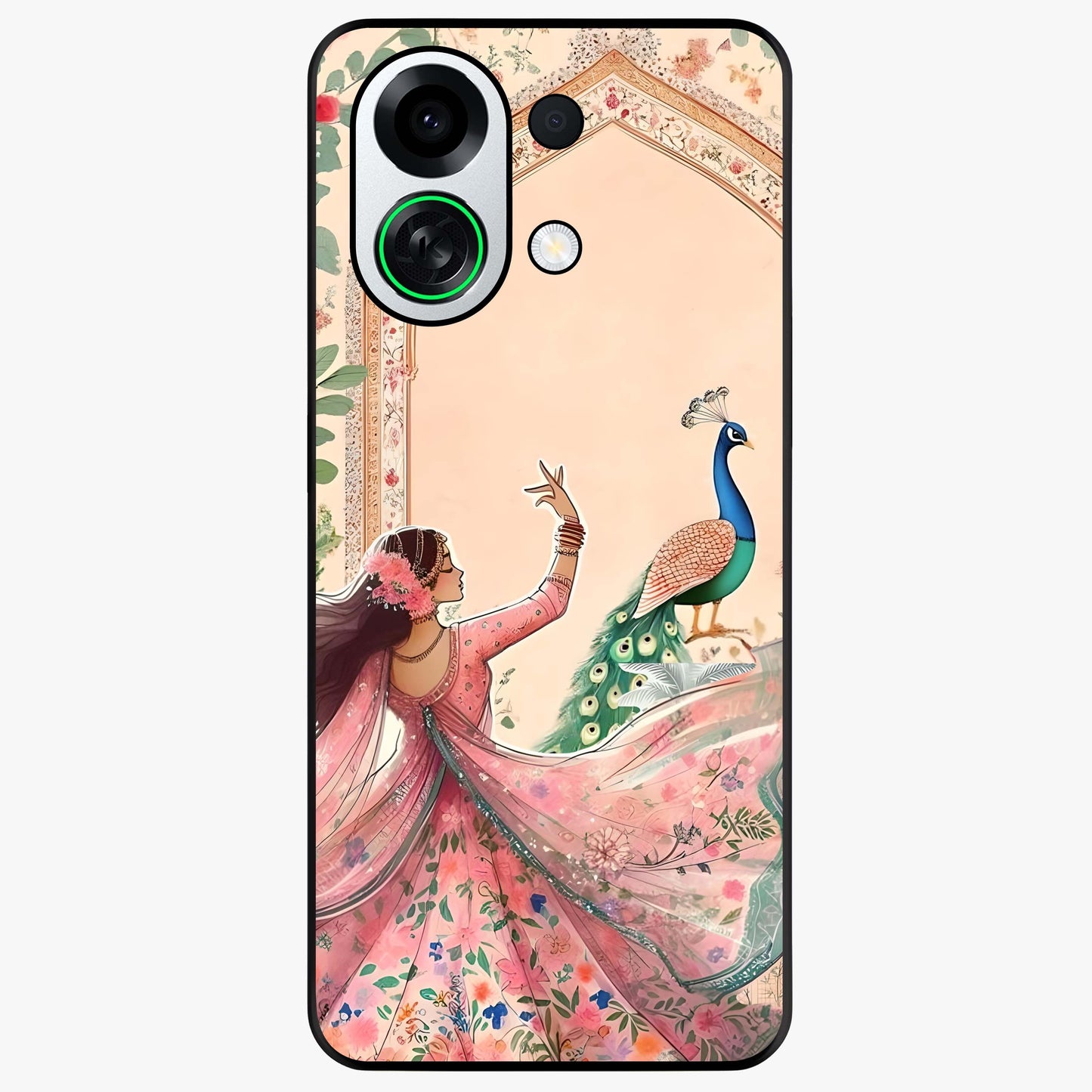 Royal Grace Muse Glass Case showing flat back view with elegant artistic artwork and glossy glass finish.