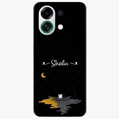 Silent Night Row Glass Case showing flat back view with calm night themed artwork and glossy glass finish.