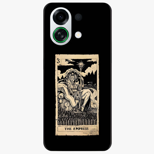 The Empress Glass Case showing flat back view with regal feminine artwork and glossy glass finish.