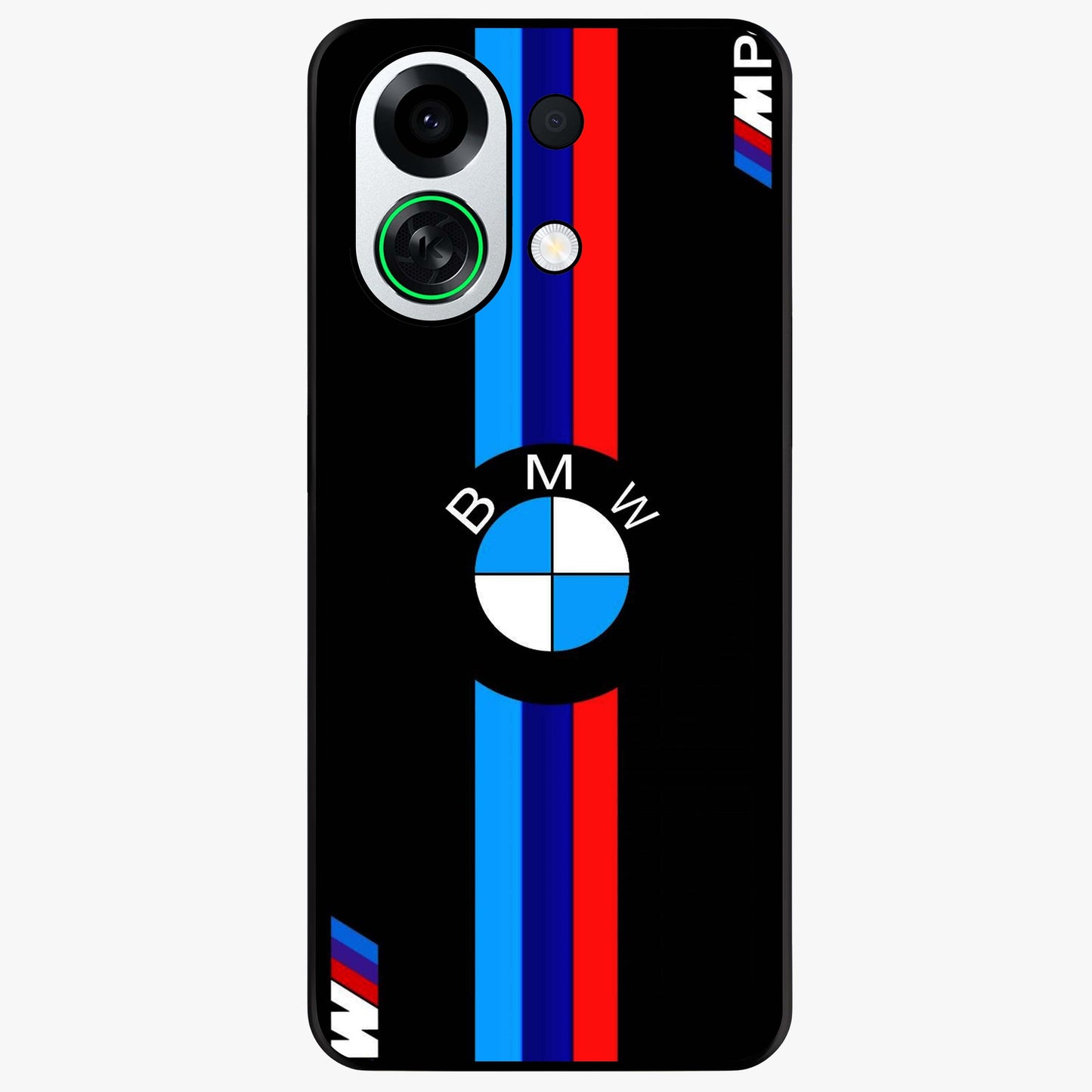 Turbo BMW Beast Glass Case showing flat back view with high performance sports car artwork and glossy glass finish.