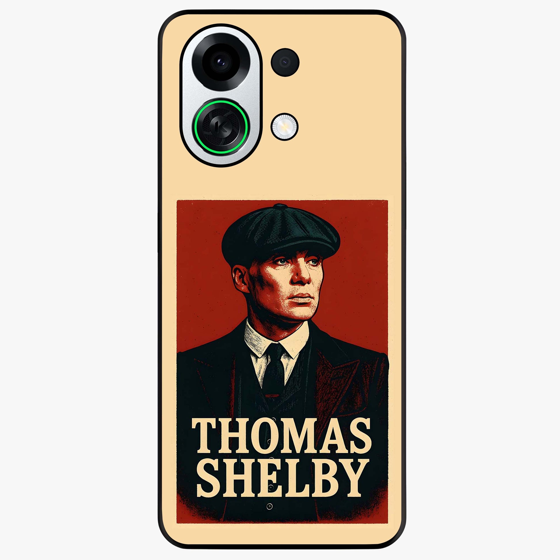 Vintage Mafia Authority Glass Case showing flat back view with bold vintage mafia inspired artwork and glossy glass finish.