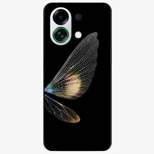 Whispers Of Wings Glass Case showing flat back view with graceful wing inspired artwork and glossy glass finish.