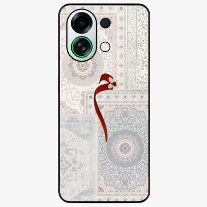 White Aesthetic Bow Glass Case showing flat back view with minimal bow artwork and glossy glass finish.