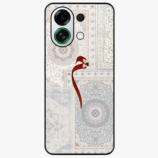 White Aesthetic Bow Glass Case showing flat back view with minimal bow artwork and glossy glass finish.
