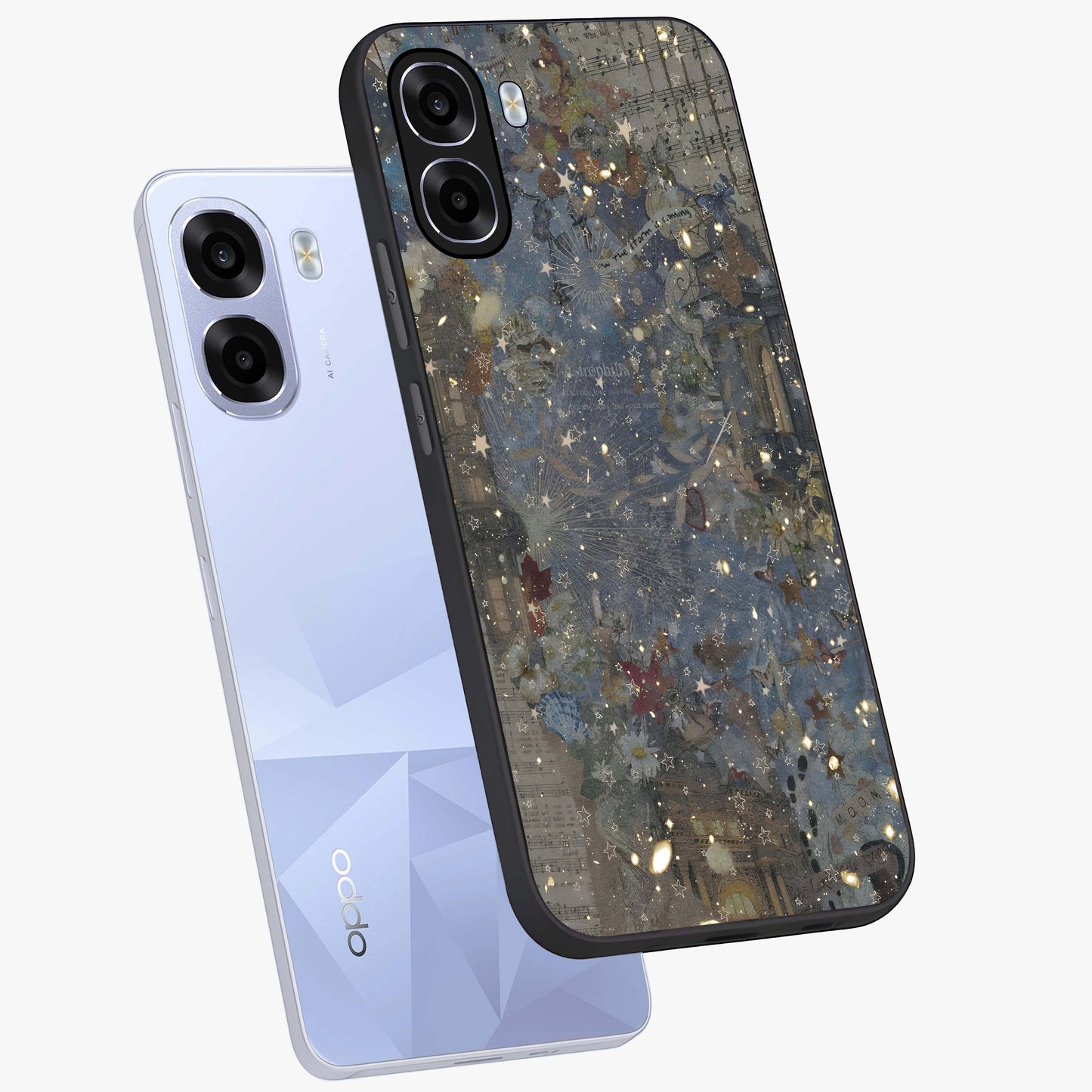 Aesthetic Astrolophia Glass Case displayed in angled mockup highlighting artistic aesthetic elements and smooth glass surface.
