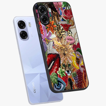 Beaded Fashion Jungle Glass Case displayed in angled mockup highlighting colorful fashion bead design and artistic pattern.