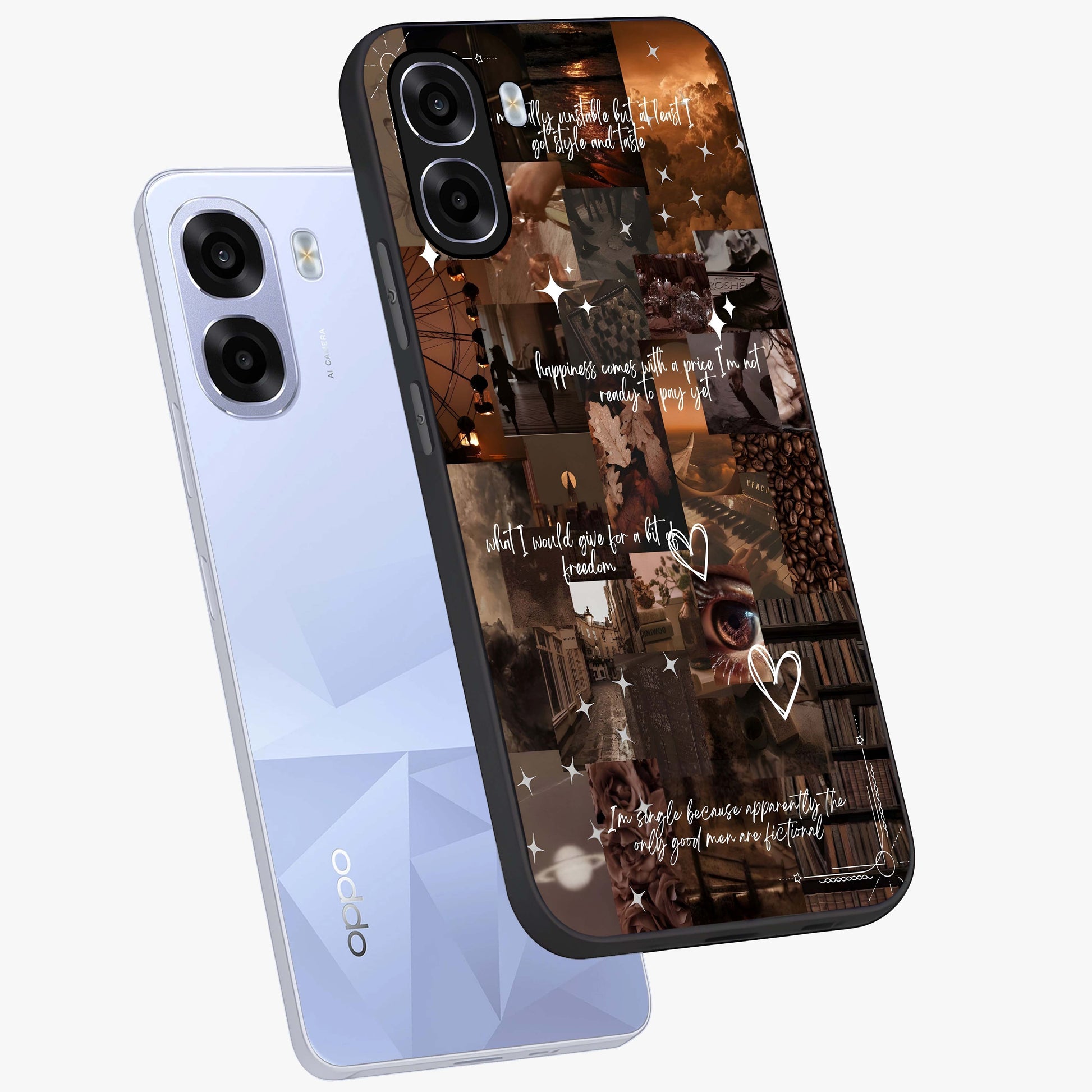 Bittersweet Aesthetic Chaos Glass Case displayed in angled mockup highlighting expressive abstract artwork and edgy aesthetic theme.