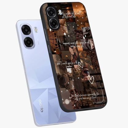 Bittersweet Aesthetic Chaos Glass Case displayed in angled mockup highlighting expressive abstract artwork and edgy aesthetic theme.