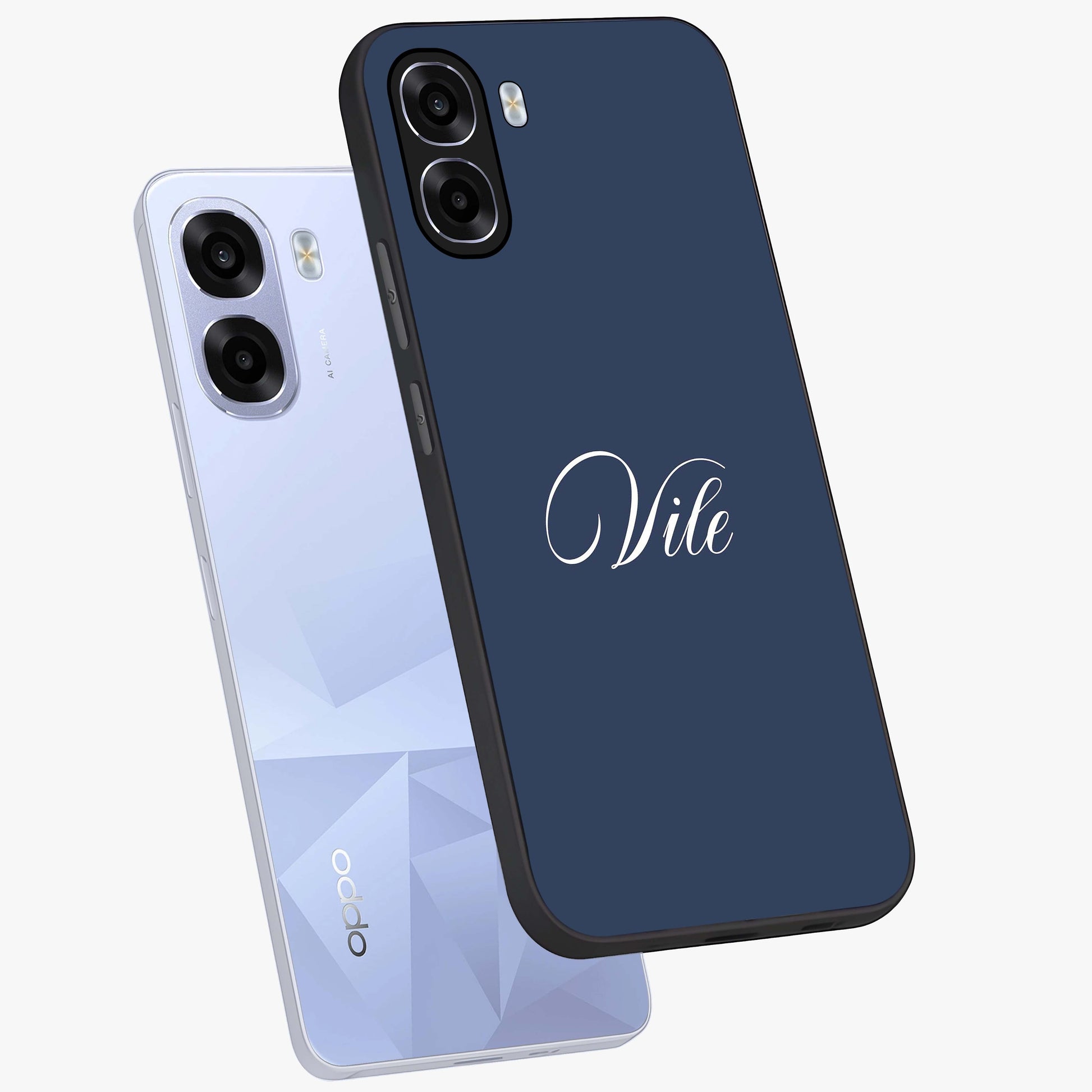 Blue Vintage Floral Pattern Glass Case showing flat back view with elegant vintage floral artwork and glossy glass finish.