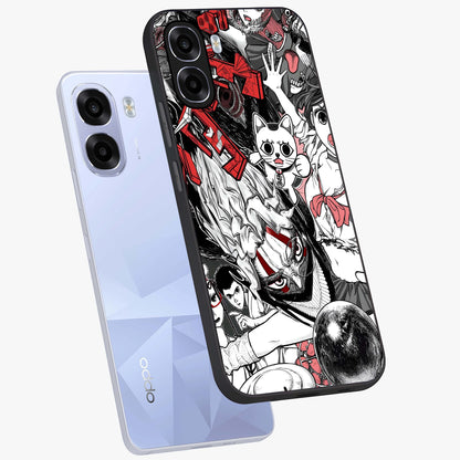 Crimson Chaos Panel Glass Case displayed in angled mockup highlighting chaotic panel style design with modern graphic theme.