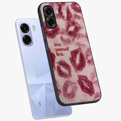 Crimson Kiss Love Glass Case displayed in angled mockup highlighting bold love inspired design with modern aesthetic style.