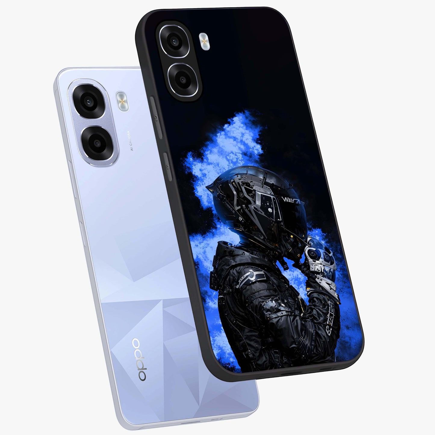 Cyber Sentinel Protocol Glass Case displayed in angled mockup highlighting digital cyber design with sci-fi aesthetic style.