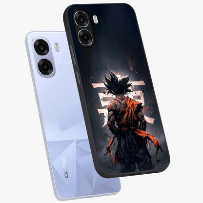 Dark Warrior In Rain Glass Case displayed in angled mockup highlighting dramatic warrior illustration with dark rain aesthetic.