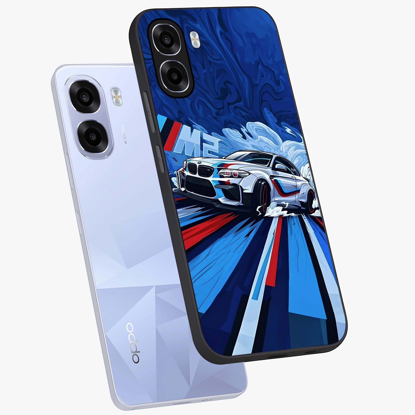 Drift Power Rush Glass Case displayed in angled mockup highlighting powerful drift car design with sporty aesthetic style.