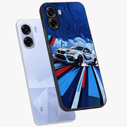Drift Power Rush Glass Case displayed in angled mockup highlighting powerful drift car design with sporty aesthetic style.