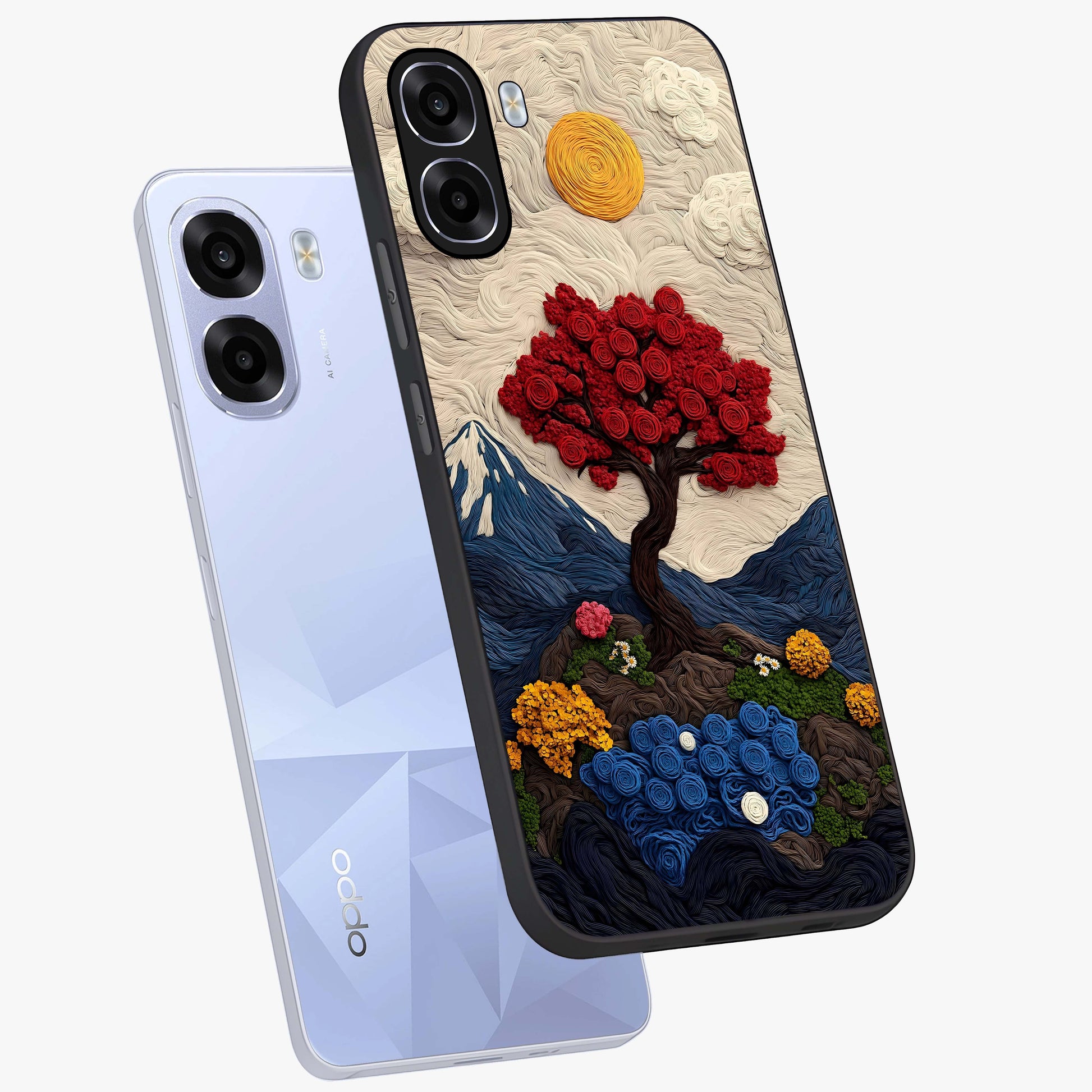 Eternal Nature Tapestry Glass Case displayed in angled mockup highlighting detailed botanical pattern with artistic aesthetic.