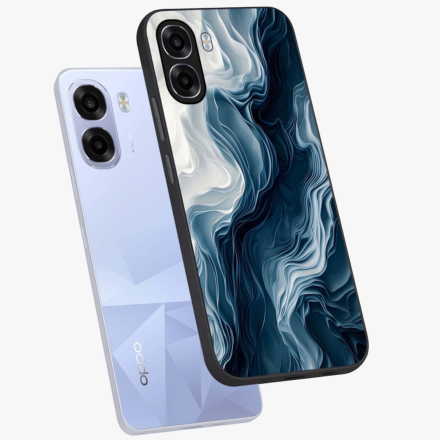 Ethereal Paper Marble Glass Case displayed in angled mockup highlighting elegant marble pattern with modern aesthetic style.