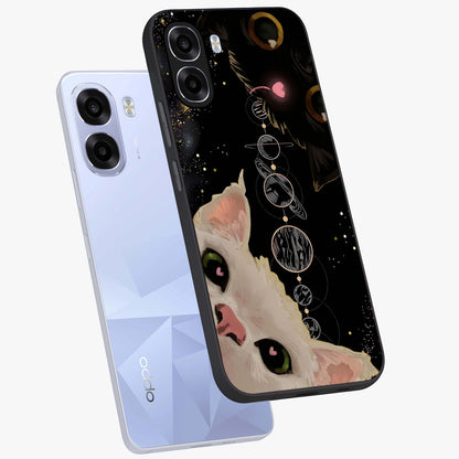 Galactic Cat Glass Case displayed in angled mockup highlighting celestial feline illustration with galaxy aesthetic style.