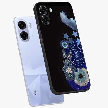 Galactic Charm Cluster Glass Case displayed in angled mockup highlighting luminous galaxy inspired design with dreamy aesthetic.