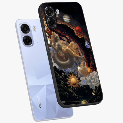 Galactic Divine God Glass Case displayed in angled mockup highlighting powerful celestial deity illustration with galactic aesthetic.