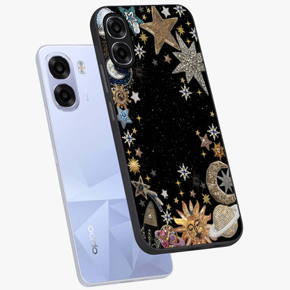 Galactic Jewel Stars Glass Case displayed in angled mockup highlighting shining celestial star design with cosmic aesthetic style.