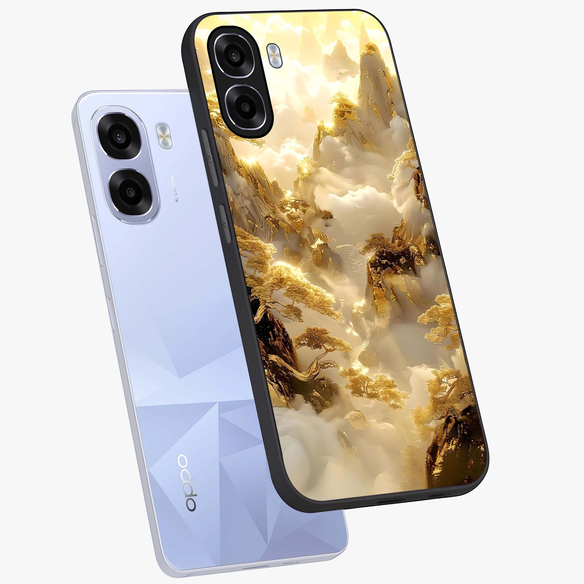 Gates Of Illumination Glass Case displayed in angled mockup highlighting radiant portal inspired design with fantasy aesthetic.