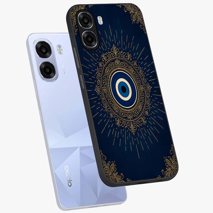 Golden Celestial Charm Glass Case displayed in angled mockup highlighting sparkling cosmic charm design with celestial aesthetic.