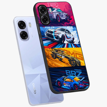 JDM Sports Car Glass Case displayed in angled mockup highlighting sleek Japanese racing car design with automotive aesthetic.
