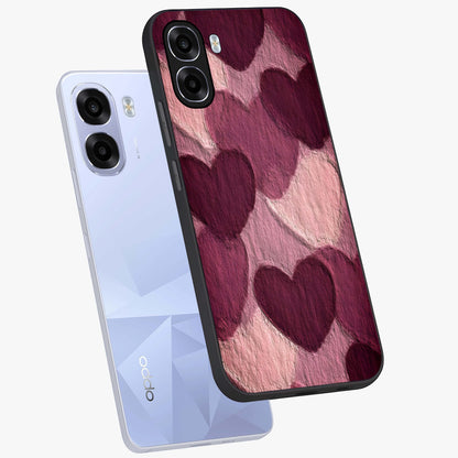 Layered Paper Hearts Glass Case displayed in angled mockup highlighting creative paper craft heart design with romantic aesthetic.