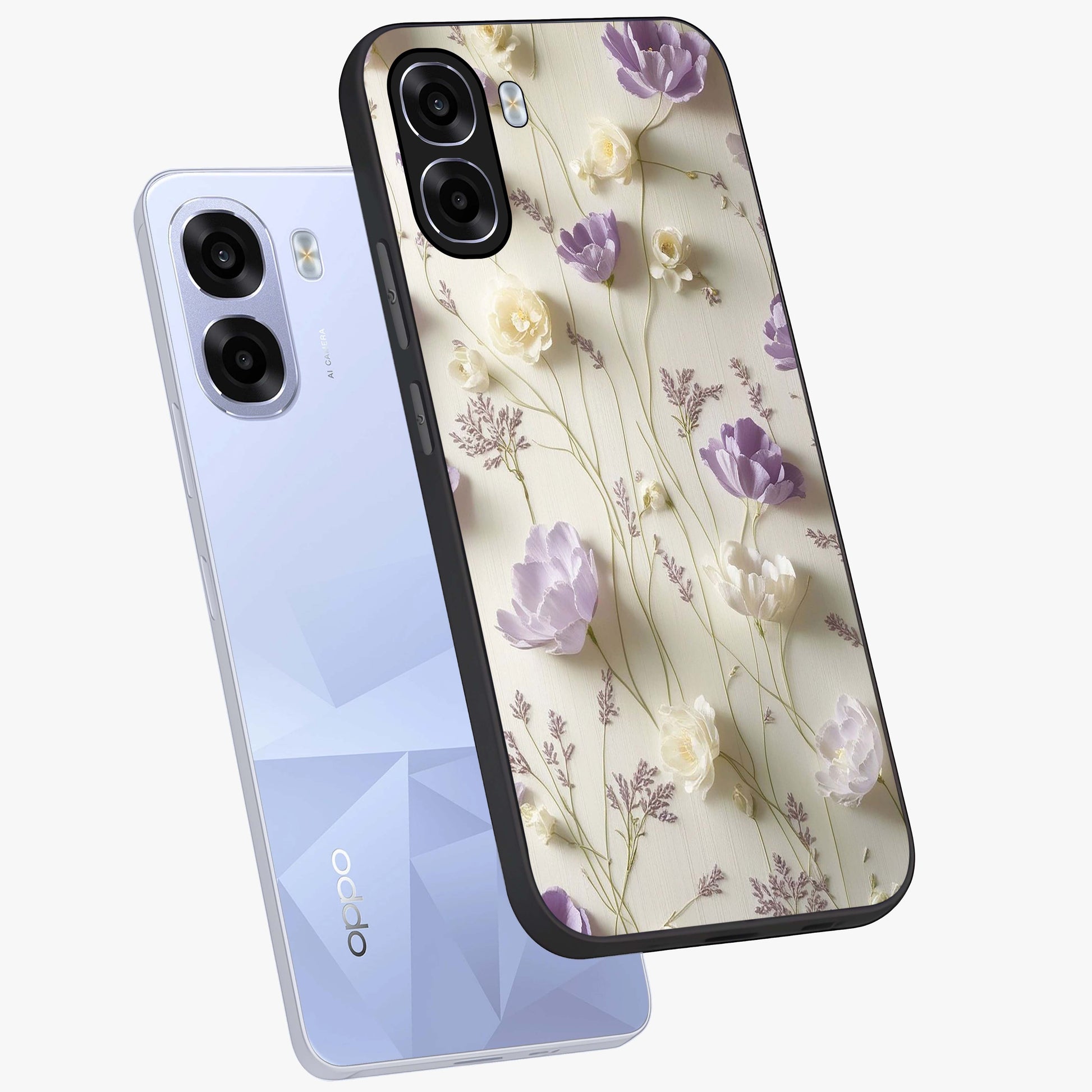 Lilac Breeze Harmony Glass Case displayed in angled mockup highlighting calm lilac breeze design with soothing aesthetic style.