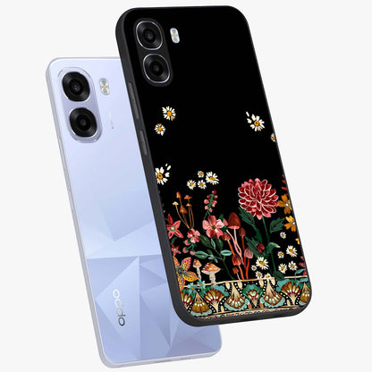 Midnight Bloom Pattern Glass Case displayed in angled mockup highlighting elegant flower design with midnight aesthetic style.
