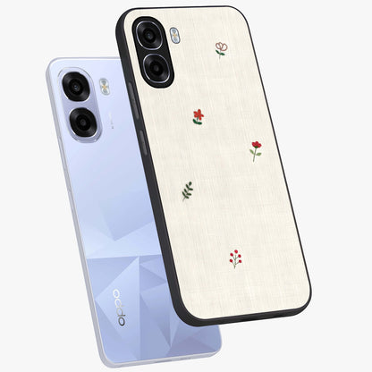 Minimalistic Blue With White Flower Pattern Glass Case displayed in angled mockup highlighting simple floral design with minimal aesthetic.