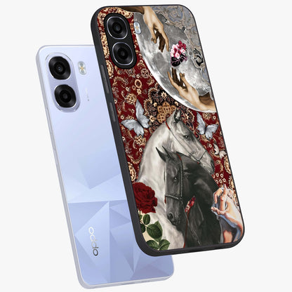 Moonlit Royal Stallion Glass Case displayed in angled mockup highlighting powerful stallion illustration with royal night aesthetic.