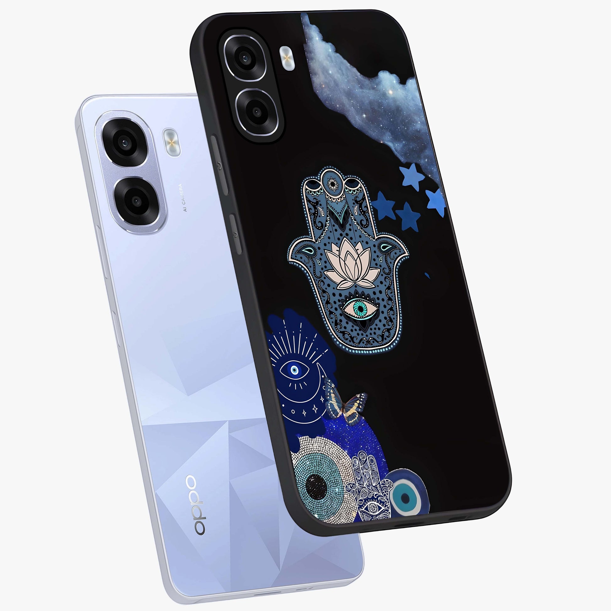 Mystic Hand Aura Glass Case displayed in angled mockup highlighting magical aura design with spiritual aesthetic style.