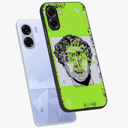 Neo Graffiti Rebellion Glass Case displayed in angled mockup highlighting urban street art design with rebellious aesthetic.