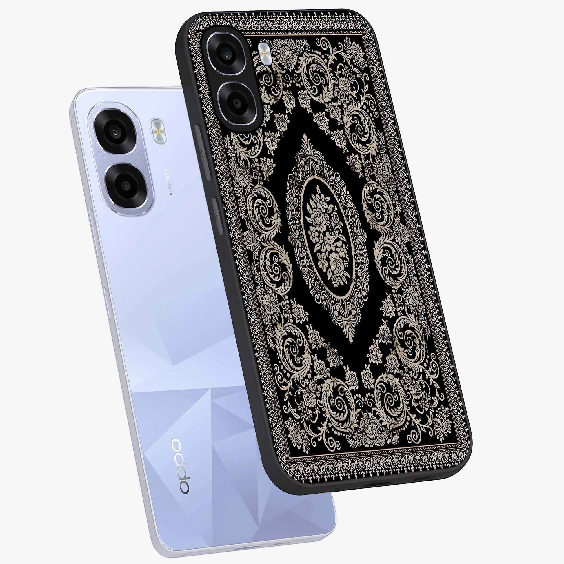 Noir Bloom Elegance Glass Case displayed in angled mockup highlighting refined flower design with stylish noir aesthetic.