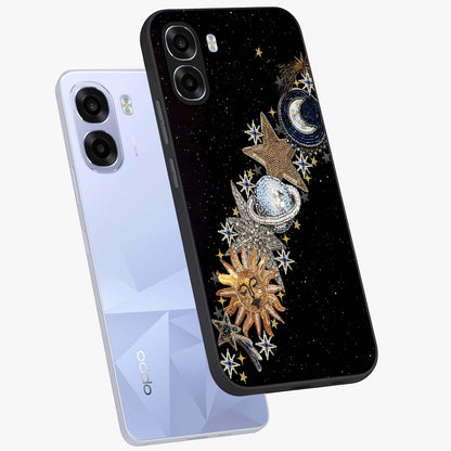 Pearls Universe Object Glass Case displayed in angled mockup highlighting celestial pearl design with dreamy aesthetic.