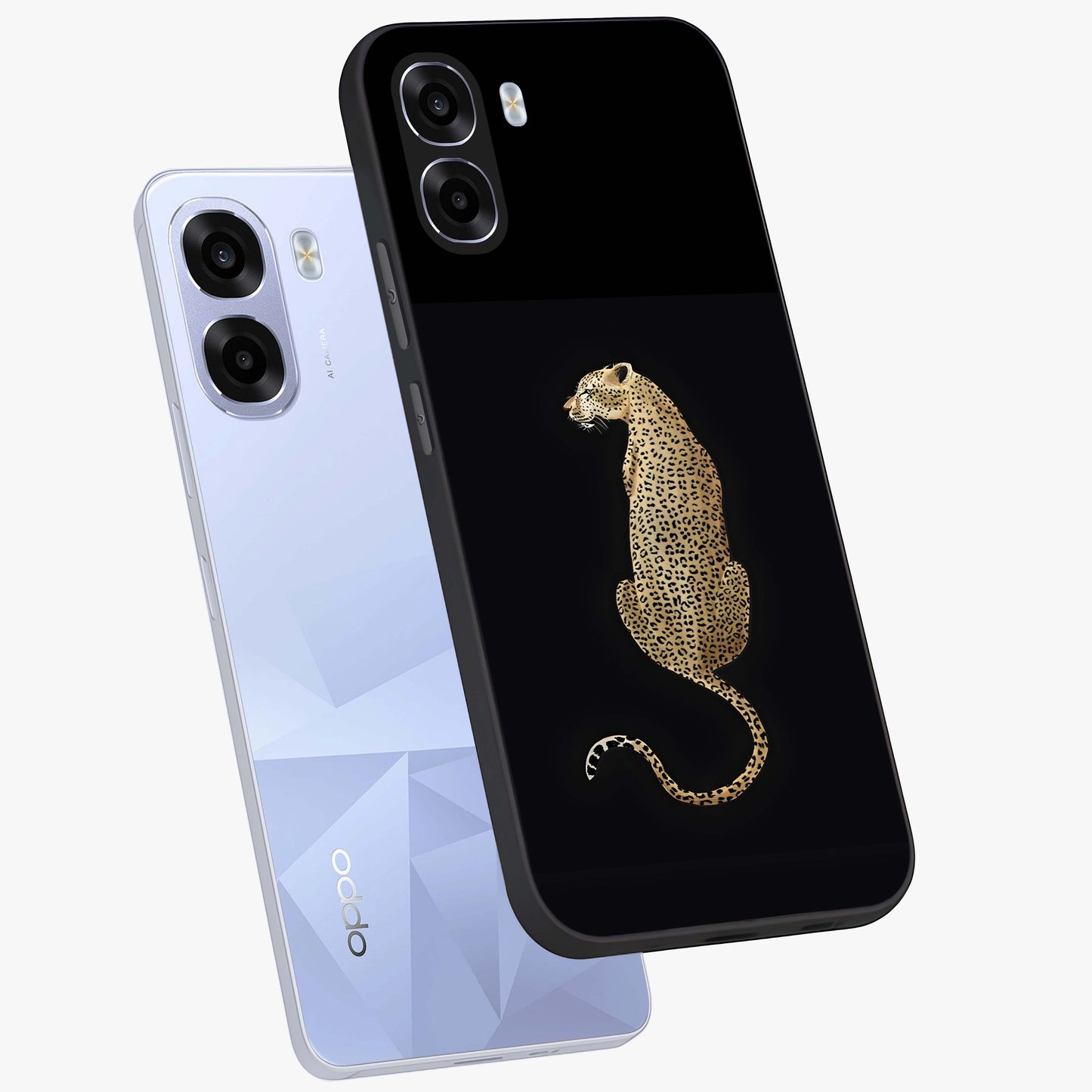 Regal Leopard Glass Case displayed in angled mockup highlighting powerful animal illustration with stylish wild aesthetic.