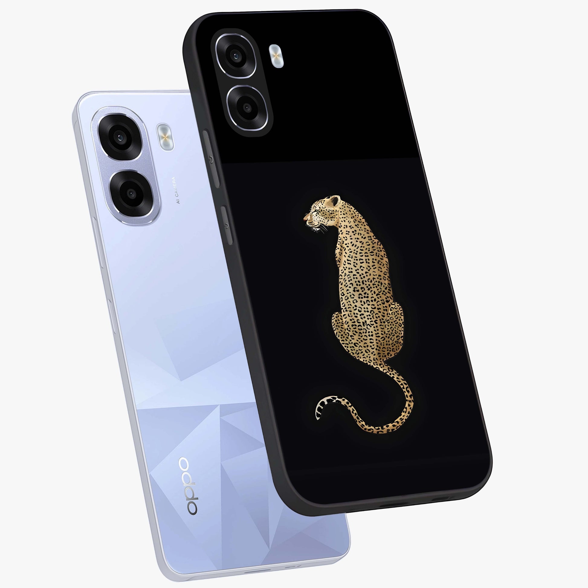 Regal Leopard Glass Case displayed in angled mockup highlighting powerful animal illustration with stylish wild aesthetic.