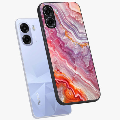 Rose Quartz Marble Glass Case displayed in angled mockup highlighting elegant marble pattern with soft aesthetic style.